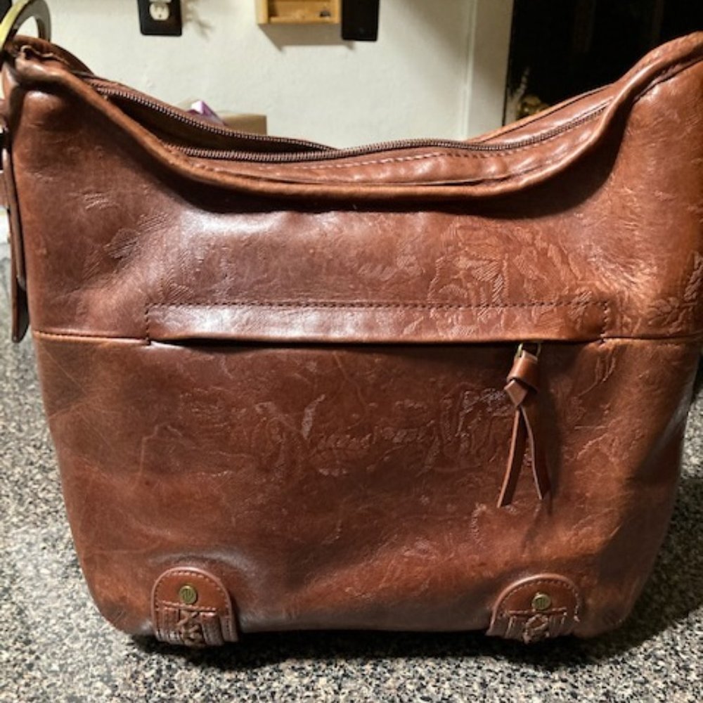 Vintage Eileen West Leather floral tooled shoulder bag